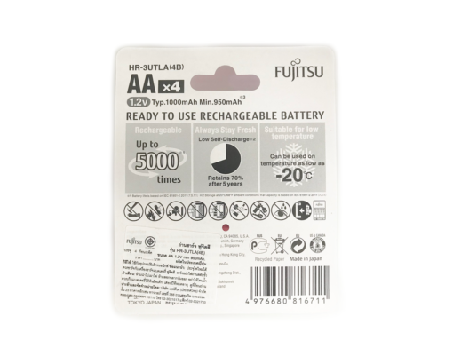 Fujitsu ถ่านชาร์จ AA 950mAh 4 ก้อน